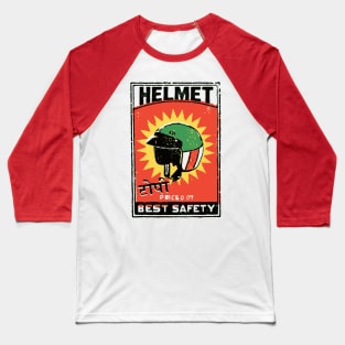 Motorcycle Helmet / Vintage Matchbox Art Baseball T-Shirt